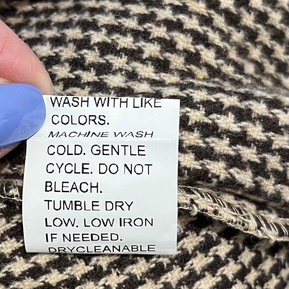 Houndstooth Zip Up Flap Pocket Raglan Sleeve Short Jacket S - Picture 9 of 12